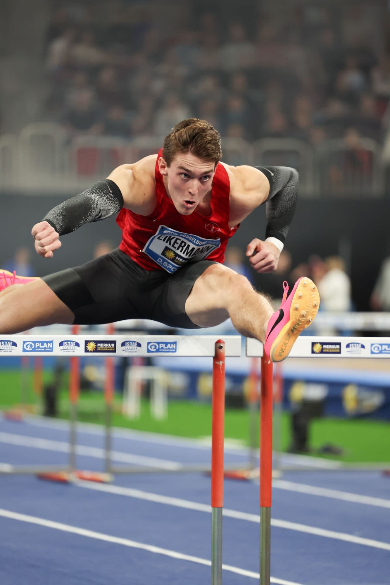 60 metres, five hurdles, no room for error.